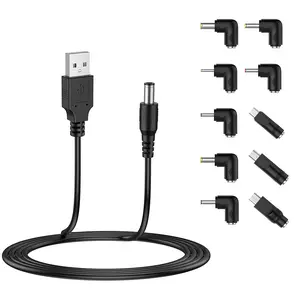 USB to DC 5V Power Cable – 5FT Universal Charger with 10 Connector Tips for Devices & Electronics