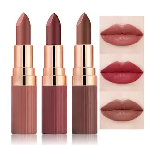3 Pcs Matte Velvet Lipstick for Women Set,Nude Long Lasting Matte Lipstick 24H Waterproof for Girls Natural Lip Makeup,Matte Non-Stick Lipstick Makeup for Women,labiales magicos 24 horas originales