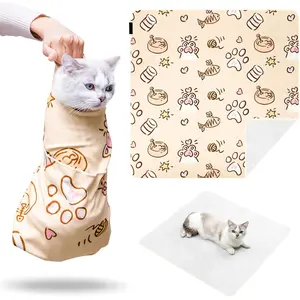 35.43" Extra Large Cat Grooming Wrap,Soft Self-stick Cat Burrito Restraint Blanket Grippy Cloth for Large Cats & Small Dogs Medicine,Nail Clipping,Ear Cleaning,Teeth Brushing Anti-Scratch Anti-Escape