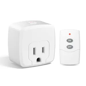 HBN Remote Control Outlet with 100FT RF Signal, Wireless On Off Switch Plug for Household Appliances, Battery Included, 15A/1875W(1 Outlet + 1Remote)
