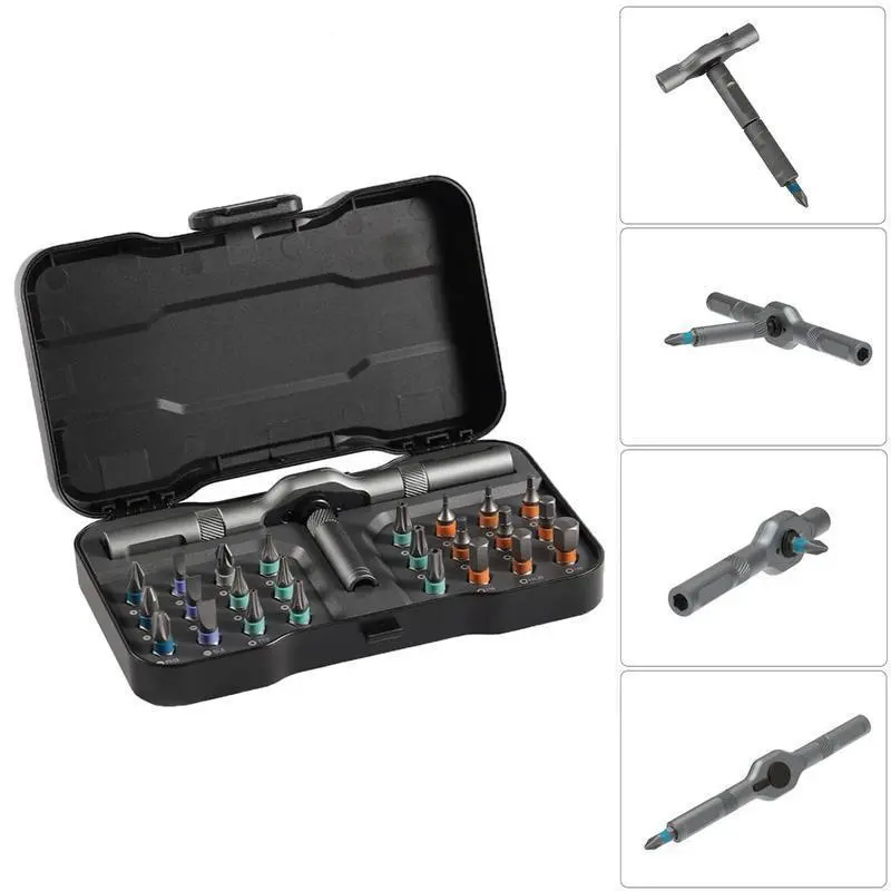 SEESE 24 in 1 Magnetic Screwdriver Set,Rotary Ratchet Sscrewdriver Set, Multi-Function Repair Tool With Detachable Handle,DIY Enthusiast,Multifunctional Usage Scenarios toolupgrade