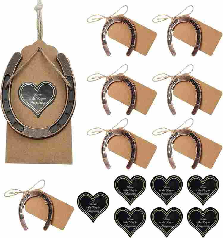 Lucky Horseshoe Gift Set 3PCS Metal Horseshoes with Tags Good Luck Decoration for Wedding Party Derby Décor