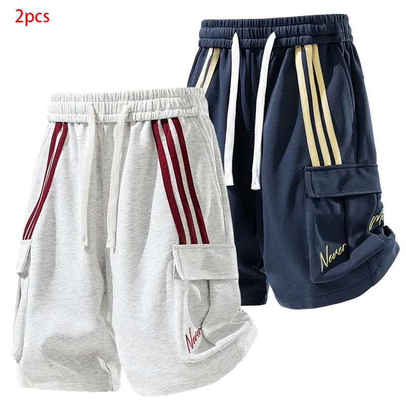 Men's 2026 Summer New Ice-Feel Striped Cotton Blend Cargo Shorts - Premium Fabric, Shape-Retaining, Smooth Drape, Straight-Leg, Knee-Length, Drawstring Athletic Shorts #SummerWins #Father’sDayGift