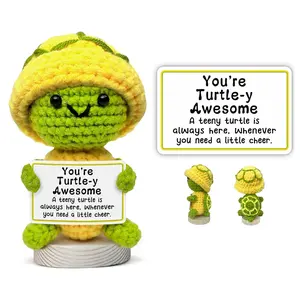 Inspirational Positive Turtle Crochet Gift for Women, Soft Stuffed Doll Perfect for Christmas & Birthdays, Ideal Thank You Present for Friends & Teachers, Crochet Figure Stuffed Animals, Huggable Stuffed Animal