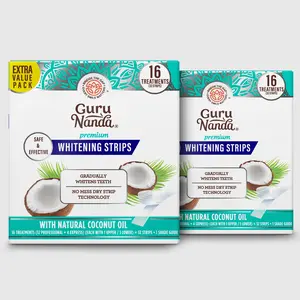 GuruNanda Whitening Strips, 16-day treatment, Non-Slip Dry-Strip Technology, 2 Pack