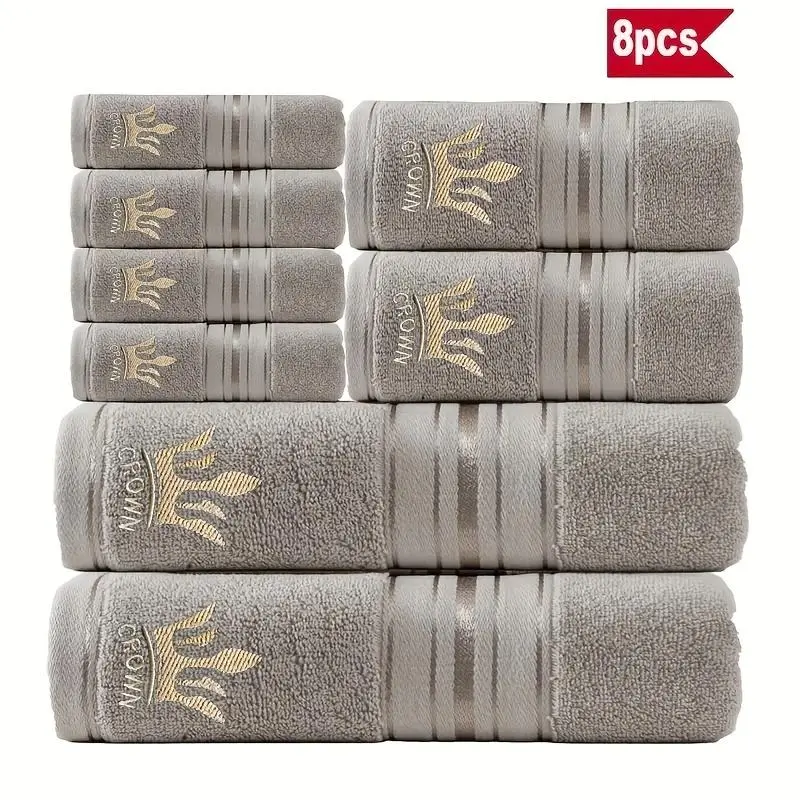 Luxury Hotel Quality Towel Set, 8 Counts/set Soft Absorbent Towel, Including Bath Towel & Towel, Bathroom Towel Set for Home Hotel Salon, Premium Towel Set, Towels For Bathroom, Towel Sets for Bathroom