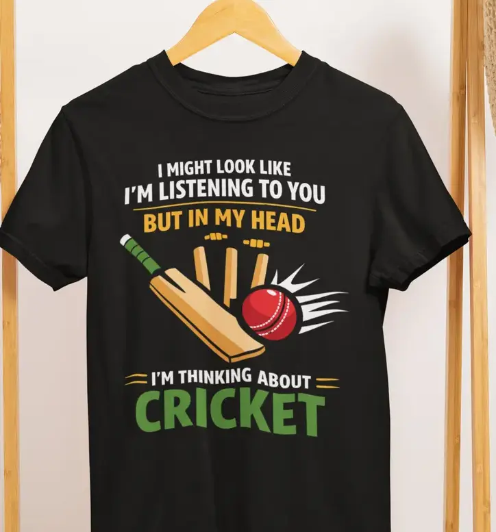 Cricket T-Shirt: I'm Thinking About Cricket, Fan Apparel #SohoChic