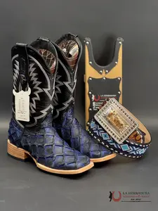 RANCHERS BLACK ELECTRIC/BLUE SOLAR BOOTS SQ. TOE RANCHERS BLACK ELECTRIC/BLUE SOLAR BOOTS SQ. TOE