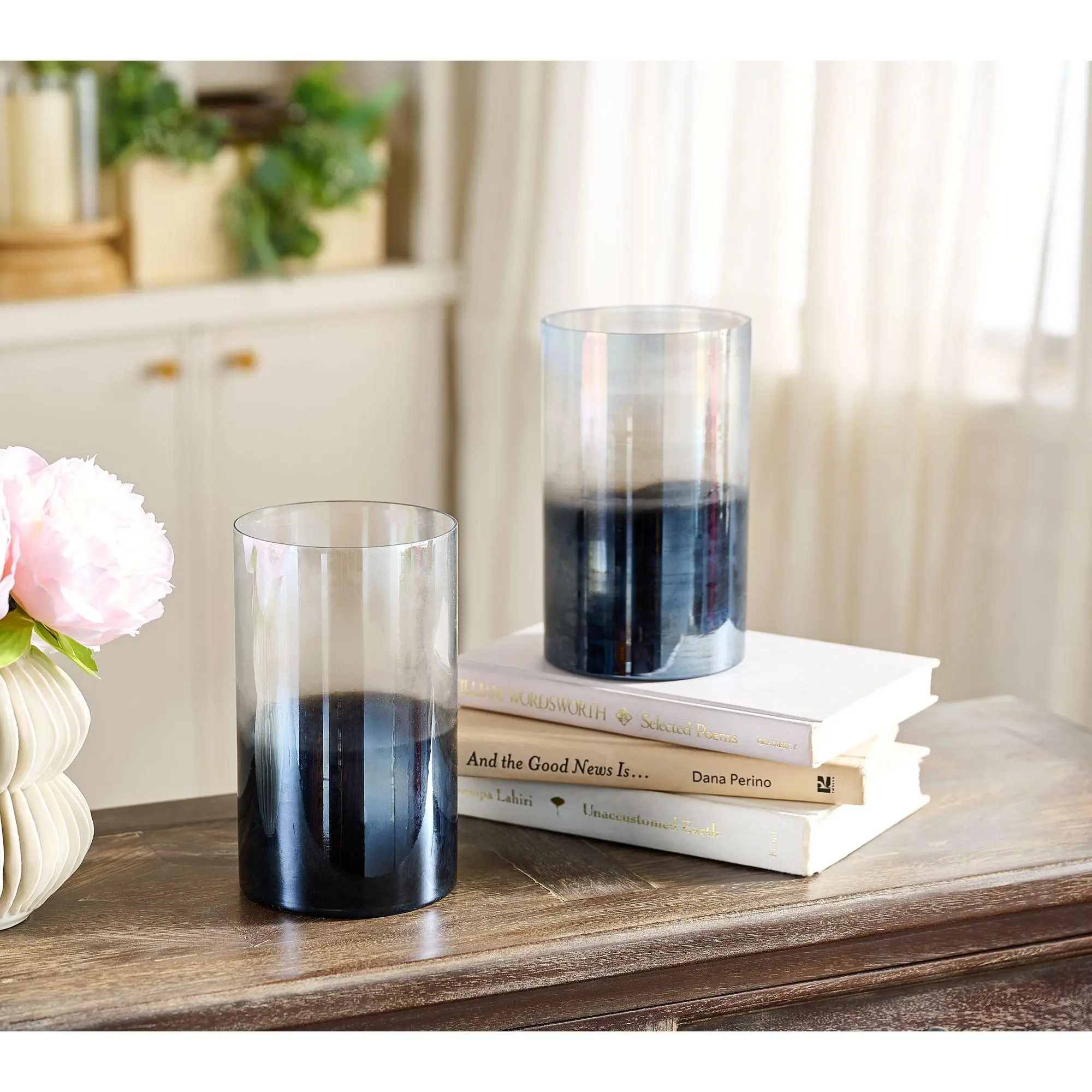 Primrose Hill Set of 2 7" Metallic Ombre Glass Hurricanes Primrose Hill Set of 2 7" Metallic Ombre Glass Hurricanes