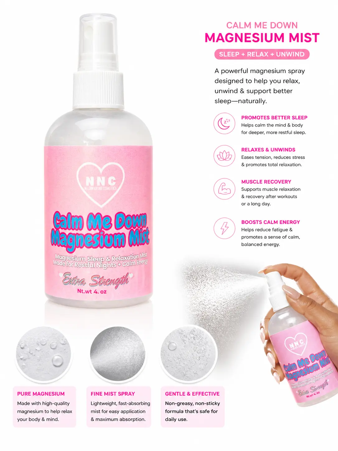 Calm Me Down Magnesium Spray – Sleep , Ache & Relaxation Support Mist