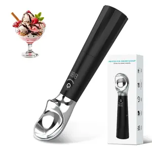 GFFKIT Electric Heated Ice Cream Scoop, Easy Scooping for Hard Ice Cream, Electric Sleek Scoop, 2 oz Stainless Steel Design with LED Display, Waterproof Design, Ideal for Home Use, Home Desserts, Summer Treats, Outdoor Fun Gift Idea, Kitchen Gadget