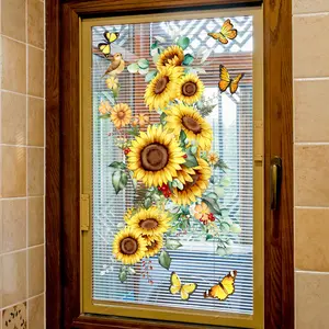 A vine sunflower flower static glass sticker for bedroom home decoration - Window Sticker - D18525