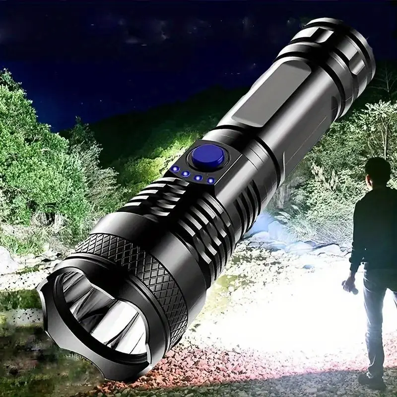 18650 Battery Rechargeable Flashlight, Multipurpose Outdoor Camping Flashlight, Ultra Bright Flashlight, Waterproof Flashlight for Fishing, Hiking, Cy