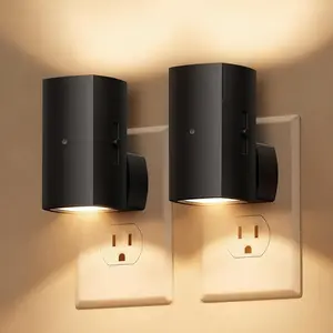 2 Pack Night Lights Plug Into Wall, Modern Night Light with Rotating Plug, Dusk to Dawn Sensor, 0-100LM Stepless Dimming Nightlights, Home Decor for Hallway Bedroom Bathroom, Soft White