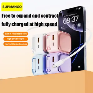 SUPMANGO 35W GaN TYPE-C Wall Charger with 2 Retractable 31.5-inch Cables Compatible with MacBook Pro/Air iPhone 17/16/15 Series High-Efficiency Fast Charging White phonecharger watts