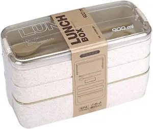 Bento Box Stackable Lunch Container for Adults, 30 OZ/ 900 ML Japanese Lunch Box Leakproof Food Container with Utensils, 3-In-1 Compartment Meal Prep Containers, BPA Free Tableware