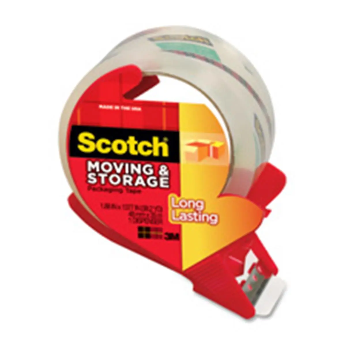 212 MAIN 3M Adhesive Packaging Tape With Reusable Handle Dispenser - 1-.88in x 38.2 Yds, Clear, Long-Lasting, Hot/Cold Temp, Light Duty Moving and Storage Tape