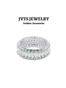 Full Row Marquise Cut Artificial Zircon Ring, Elegant Engagement Ring, Dazzling Unique Design in a Light Luxury Style, Suitable for Daily Stacking or as a Gift for Special Occasions such as Weddings and Anniversaries