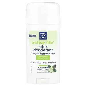 Kiss My Face Active Life®, Stick Deodorant, Cucumber + Green Tea, 2.48 oz (70 g)