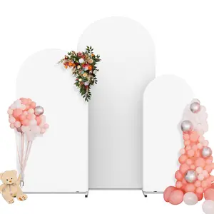 3 Sizes of Metal Arch Backdrop Stand + Cloth Cover Set Birthday Party Wedding Ceremony Baby Shower Garden Balloon Arch Decoration Banners Ornaments Christmas Colorful