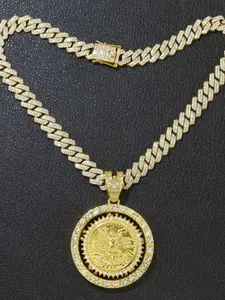 Rotatable Coin Design Pendant Necklace, Fashion Jewelry for Party, Daily Clothing Decor, Trendy All-match & Exquisite Jewelry for Birthday Gift