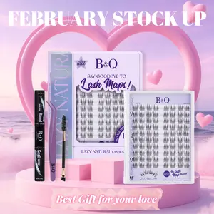 【Left & Right Lashes】Idol Kit l B&Q No Lash Map Series Natural Look Individual Lash Kit,0.05mm Invisible Band Lightweight Lash Clusters,CC Curl for DIY Lashes Extension,Waterproof Bond Seal Week Lasting Vacation Lash