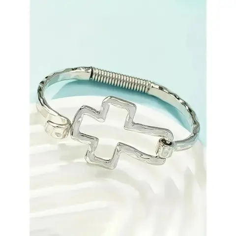 Cute Cross Design Bangle Bracelet, Fashion Jewelry for Party & Daily Wear, Trendy All-match Exquisite Jewelry, Perfect Birthday Gift,back to school,back to school haul