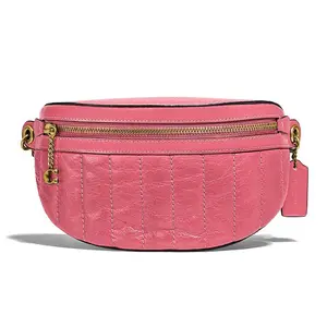 COACH Quilted Chain Leather Crossbody Bag for Women, Small Size, Pink