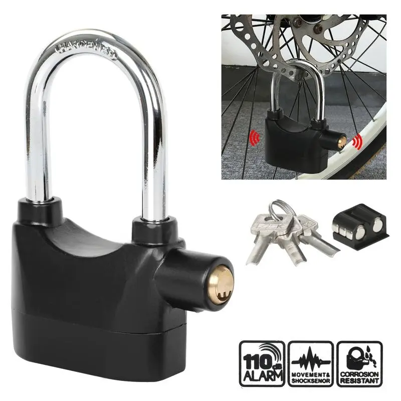 Heavy Duty 110dB Anti Theft Alarm Padlock High Security Stainless Steel Outdoor Lock With 3 Keys For Garage Shed Fence Storage Units Gate Security