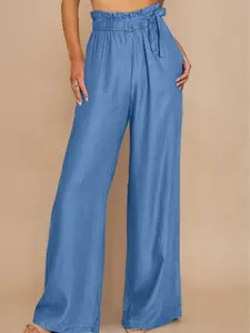 High Waist Pocketed Wide Leg Tencel Jeans