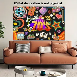 70s Theme Party Banner with Disco Decorations, Retro 1970s Style, Perfect for Neon Dance Night Photoshoot, Vibrant Party Decoration