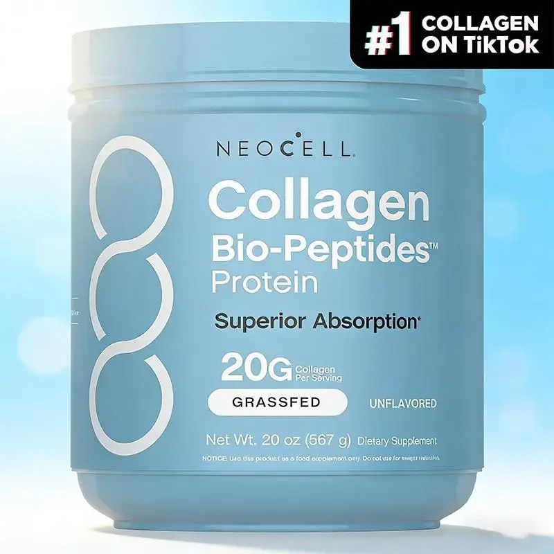 2x NeoCell Collagen Bio-Peptides Powder, 20oz Grassfed Protein Supplement - Advanced with 18 Essential Amino Acids