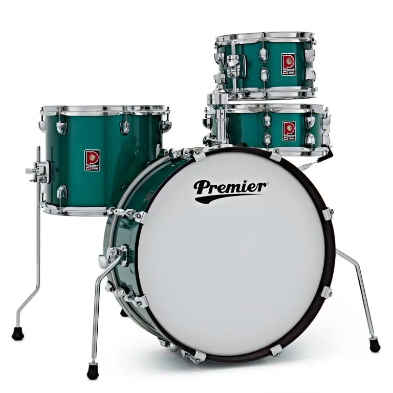 360 Stand Premier 27409 Art Club 100-Piece Acoustic Drum Set - 10 in., 13 in., 20 in., 13 in. Birch Shells, Deco Lugs, Centenary Set, Green Acoustic Drums