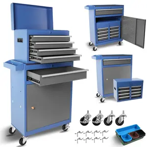 Tool Chest, 5-Drawer Rolling Tool Storage Cabinet with Detachable Top Tool Box, Liner, Universal Lockable Wheels, Adjustable Shelf, Locking Mechanism, Metal Tool Cart for Garage Workshop Modular Wrench Organizer tool box milwaukee accessories