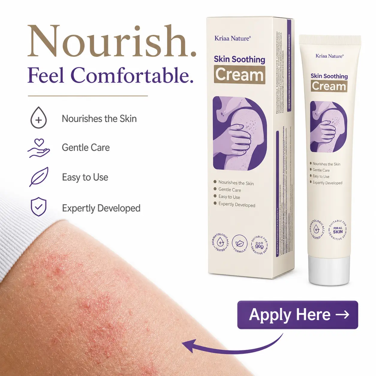 Kreain Nature Skin Soothing Cream - Gentle Moisturizing & Barrier Repair for Dry