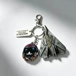 Keychain, 1pcs Maverick Solo Theme Keychain, F14 Fighter Jet Alloy Pendant, Military Enthusiast Collectible, Backpack Key Decoration, Keychain Collectibles