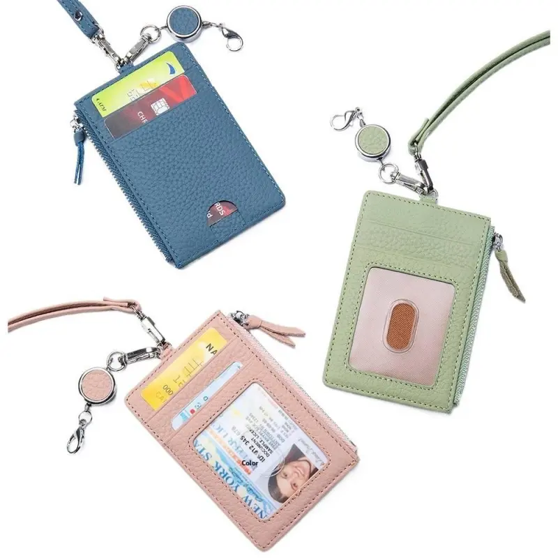 Genuine Leather Name Tag Holder & Multi-Function Organizer for Cards, IDs, Home & Office Storage with Neck Strap, Keychain