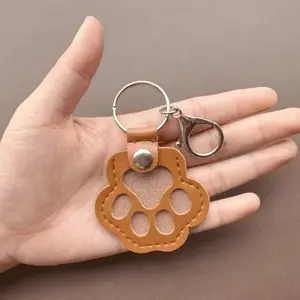 Pet Hair Storage Keychain Cat Paw Shaped Leather Dog Fur Memorial Collection Key Chain Connect to Phone via Bluetooth for Easy Use