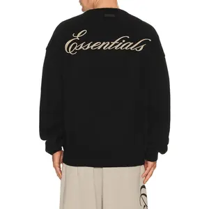 Fear of God ESSENTIALS Waffle Crewneck Sweater in Vintage Black