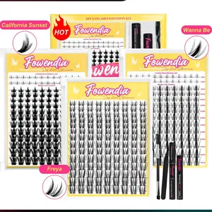 Fowendia Manga Lashes Cluster Lashes C D Curl DIY Extension Kit and California Sunset Wanna Be Freya Lash Clusters Fall Deals For You Campaign 8-18mm with Bond, Seal and Remover - Ultra-Thin Transparent Bands, Lash Magic Anime dealsforyoudays