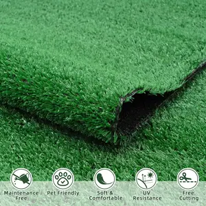 6.6FTX13.1FT Artificial Grass Turf, Army Green Ultra-dense, Outdoor and Indoor Decorative Carpet, Artificial Greenery Mat for Pet Porch Greenery Garden Terrace Playground