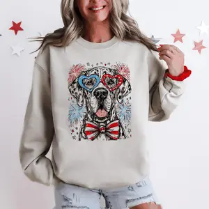 Great Dane Patriotic Dog, USA, America, Pet Lover, 4th of July Sweatshirt, Crew Neck, Women's, Crewneck