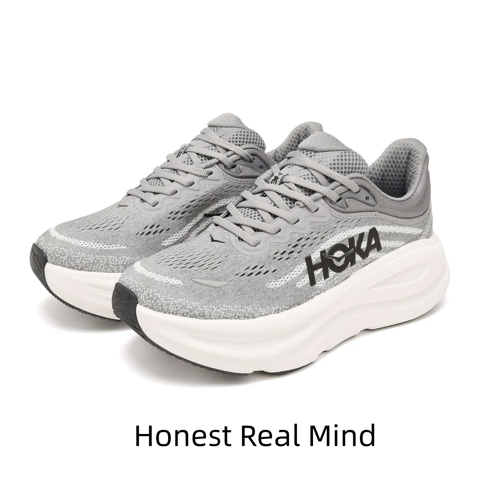 Ultra Breathable Sports Running Sneakers, Speckled Grey Perforated Mesh Upper, Powerful Shock Absorption for All Sport Scenarios, Original Packaging Provided