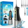 Cordless Water Dental Flosser for Adults, Portable Battery-Powered Oral Irrigator with 320ML Tank, Adjustable Pressure, 1400-1800 Pulses/min, IPX7 Waterproof, Ergonomic Handle, EU Plug for Teeth Cleaning & Gum Health