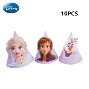 Disney Official License Frozen Theme Princess Elsa Birthday Hat, 10pcs Party Favor, Party Decorations, Outdoor Picnic Supplies, Kids' Birthday Gifts, Party Props, Party Photo Prop