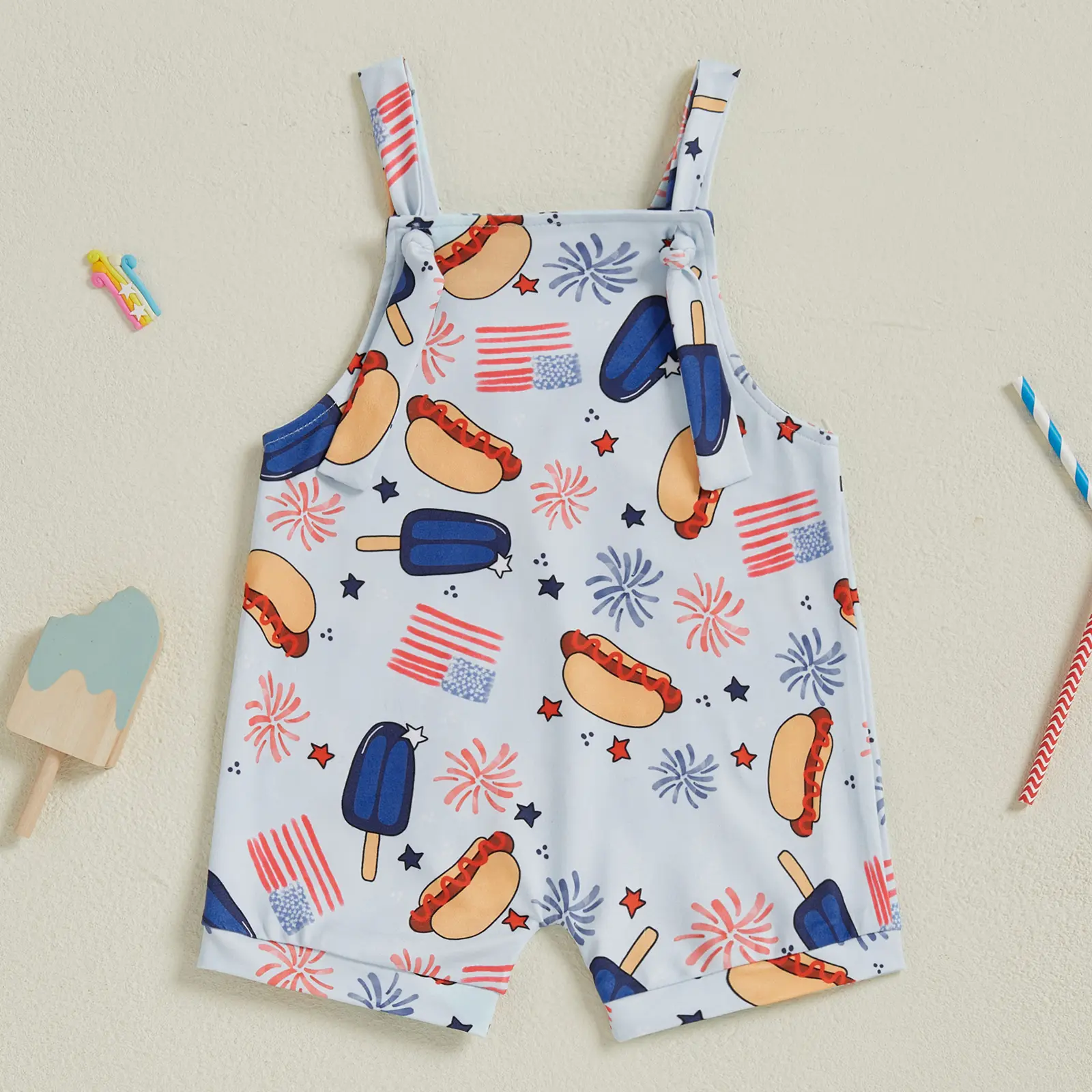 Imcute Toddler Boy Girl 4th of July Overalls Jumpsuit American Flag Overalls Shorts Kids 4th of july Summer Suspender Jumpsuit Romper Outfits Bodysuit