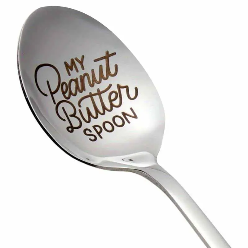 Engraved Stainless Steel Peanut Butter Spoon, Kitchenware, Tea Scoop, Durable & Stylish Design, Perfect Gift for Friends & Family, Ideal for Coffee or Desserts, Spoons Stainless Steel