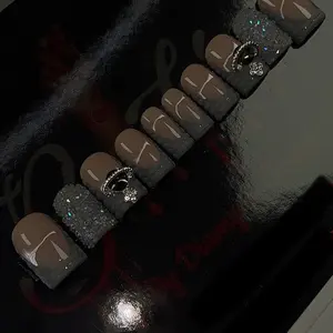 Custom-Made Grey Themed Press On Nails