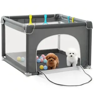 36x36x26'' Pet Playpen, Sturdy Safety Fence & Playard, With Soft Mesh and Sturdy Frame - Versatile Indoor/Outdoor Dog Playpen for Kids' Activity, Lounging and Secure Nap Space, Toddler/Baby Playpen, Dog Playpen, Summervibes(No Ball）