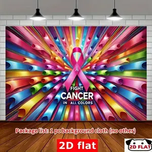 2D Flat Banner 1pc, Cancer Rainbow Ribbon Banner, Party Flag, Versatile Decoration & Usage Festivals, Homes & Outdoor Celebrations, Photo Studio Backdrops, Wedding Party Backdrop, Party Decor, Event Banner